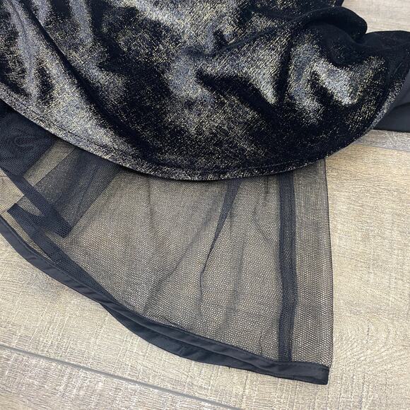 BeBe Lace Metallic Velvet Skater Dress Womens XXS Black Gold Goth Flapper Sheer - Picture 7 of 14